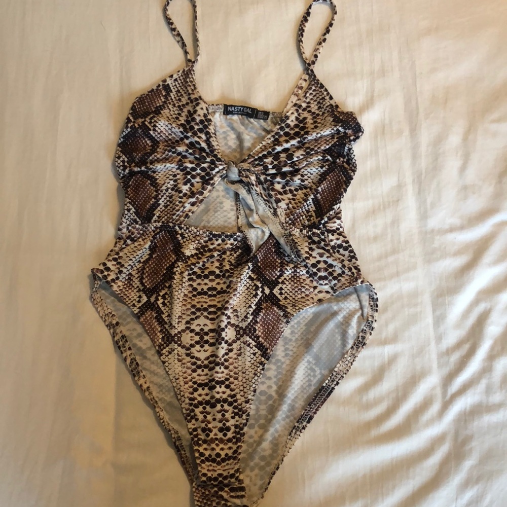 Snake Print tie front body suit